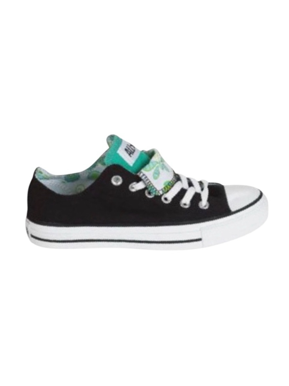Converse ™️✪ Chuck Ox Double Tongue Sneakers ✪ Paisley Print Lining ✪ Black Teal - Picture 3 of 16